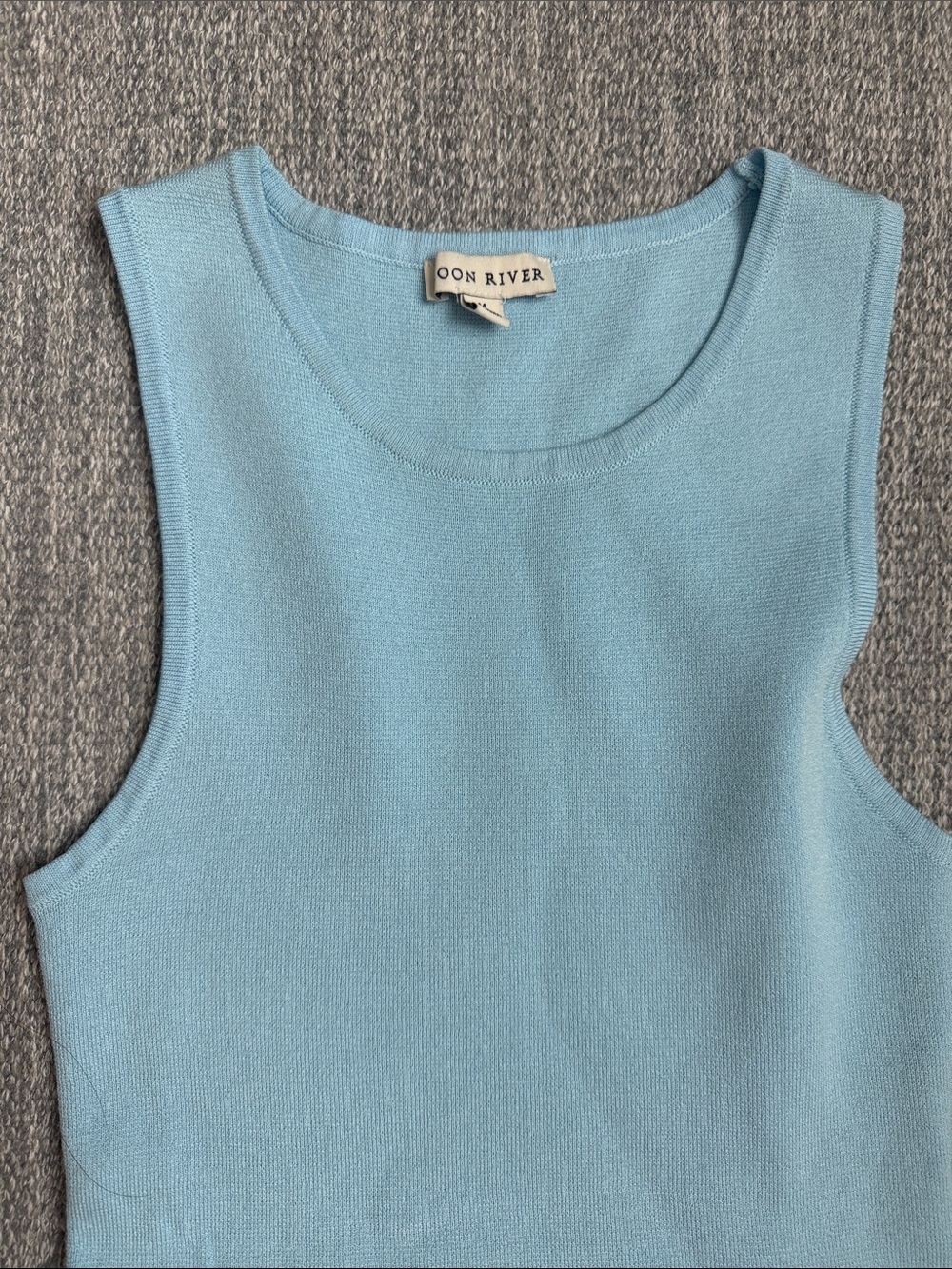 Moon River Light Blue Sleeveless Midi Dress with Seaside Print Skirt - Picture 2 of 5